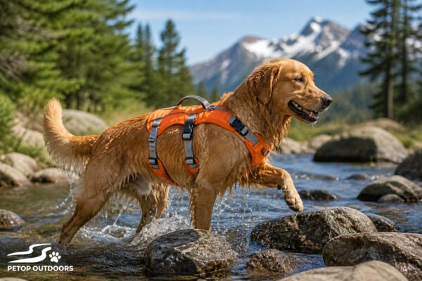 Outdoors adventures Highly adjustable padded escape proof dog harness with neck buckle and handle