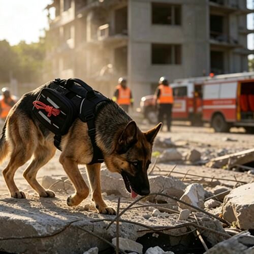 Heavy Duty Tactical Dog Harness Vest with Backpack for Working Dogs