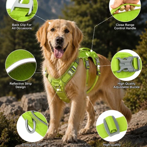 Reflective Adjustable Outdoor Dog Harness with Aviation Aluminum Hardware for Active Dogs