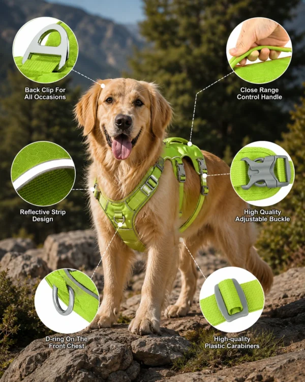 Reflective Adjustable Outdoor Dog Harness with Aviation Aluminum Hardware for Active Dogs