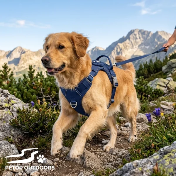 No Pull Premium Oxford Breathable Dog Harness with Airtag Holder best for Outdoors Hiking Adventurer