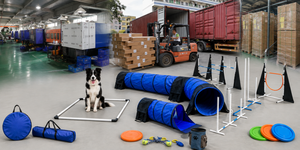 Dog Agility Equipment wholesale suppliers Complete Dog Agility Training Starter Kit with Tunnel, Hurdles, Weave Poles & Jump Ring