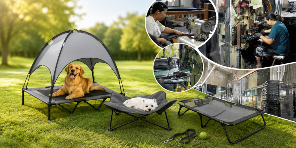 Outdoor Dog Bed Manufacturer Breathable Cooling Elevated Dog Bed Portable Dog Cot for Camping & Beach