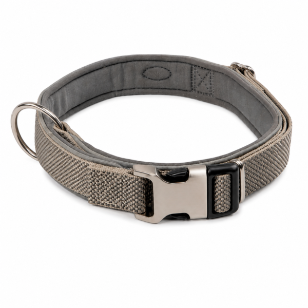 Premium Dog Collar with Semi-Metal Buckle, Neoprene Padding & Reflective Trim
