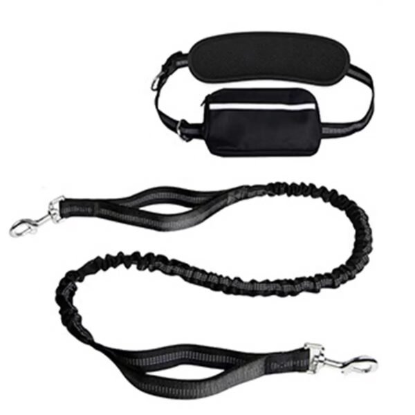 hands-free dog walking running leash with pouch Hands-Free Waist Dog Leash with Shock Absorbing Bungee for Running & Walking